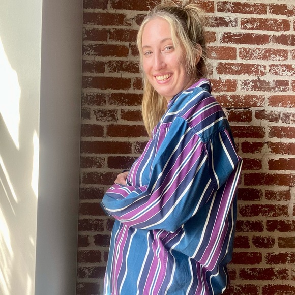 90s men’s striped button down - Picture 4 of 8